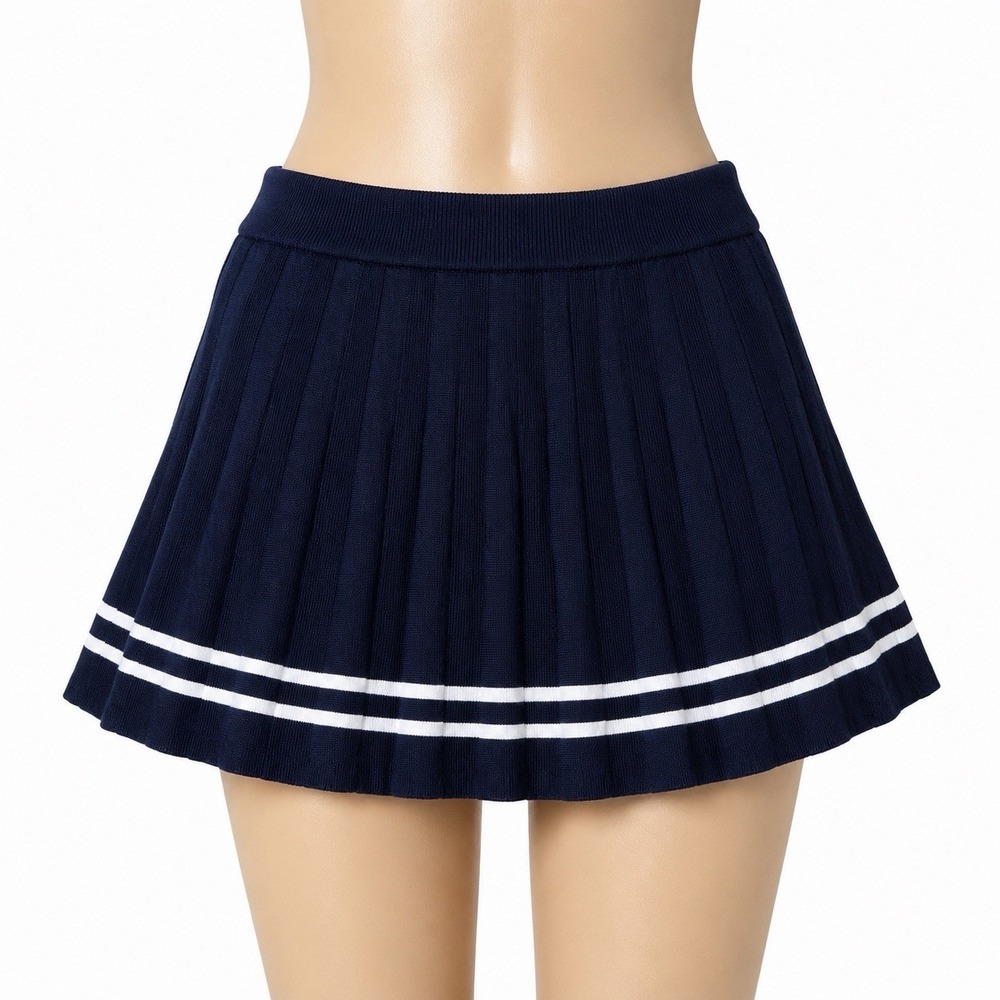 Sincerely Jules Women's Navy Pleated Sweater Tennis Skirt Medium Preppy Mini